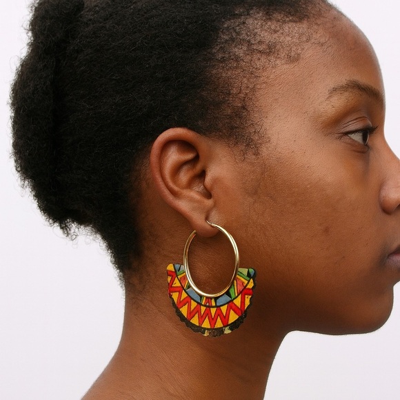 Colorful Geometric Hoop Earrings - Picture 1 of 3